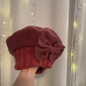 Pink wool beret